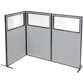 Interion® Freestanding 3-Panel Corner Room Divider w/Partial Window 36-1/4
