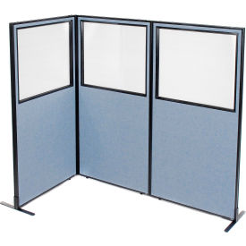 Interion® Freestanding 3-Panel Corner Room Divider w/Partial Window 36-1/4