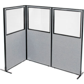 Interion® Freestanding 3-Panel Corner Room Divider w/Partial Window 36-1/4