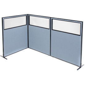 Interion® Freestanding 3-Panel Corner Room Divider w/Partial Window 48-1/4