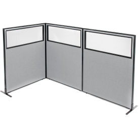 Interion® Freestanding 3-Panel Corner Room Divider w/Partial Window 48-1/4