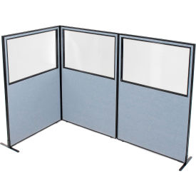 Interion® Freestanding 3-Panel Corner Room Divider w/Partial Window 48-1/4