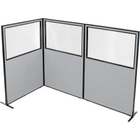 Interion® Freestanding 3-Panel Corner Room Divider w/Partial Window 48-1/4