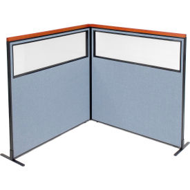 Interion® Deluxe Freestanding 2-Panel Corner Divider w/Partial Window 60-1/4
