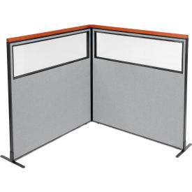 Interion® Deluxe Freestanding 2-Panel Corner Divider w/Partial Window 60-1/4