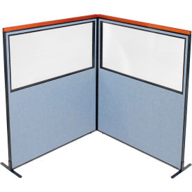 Interion® Deluxe Freestanding 2-Panel Corner Divider w/Partial Window 60-1/4