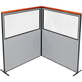 Interion® Deluxe Freestanding 2-Panel Corner Divider w/Partial Window 60-1/4