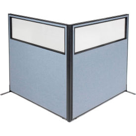 Interion® Freestanding 2-Panel Corner Room Divider w/Partial Window 60-1/4