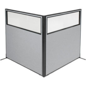 Interion® Freestanding 2-Panel Corner Room Divider w/Partial Window 60-1/4