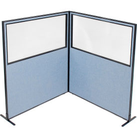 Interion® Freestanding 2-Panel Corner Room Divider w/Partial Window 60-1/4