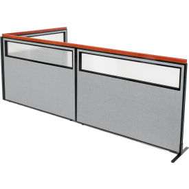 Interion® Deluxe Freestanding 3-Panel Corner Divider w/Partial Window 60-1/4