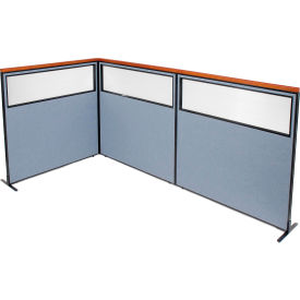 Interion® Deluxe Freestanding 3-Panel Corner Divider w/Partial Window 60-1/4