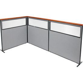 Interion® Deluxe Freestanding 3-Panel Corner Divider w/Partial Window 60-1/4