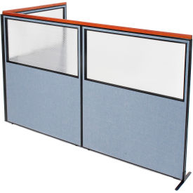 Interion® Deluxe Freestanding 3-Panel Corner Divider w/Partial Window 60-1/4