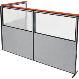 Interion® Deluxe Freestanding 3-Panel Corner Divider w/Partial Window 60-1/4
