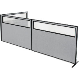 Interion® Freestanding 3-Panel Corner Room Divider w/Partial Window 60-1/4