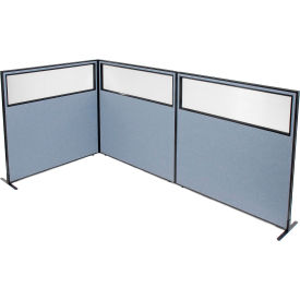 Interion® Freestanding 3-Panel Corner Room Divider w/Partial Window 60-1/4