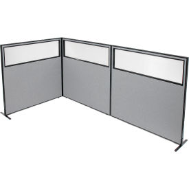 Interion® Freestanding 3-Panel Corner Room Divider w/Partial Window 60-1/4