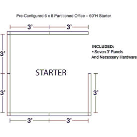 Interion® Pre-Configured Office Cubicle 6'W x 6'D x 60