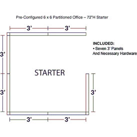 Interion® Pre-Configured Office Cubicle 6'W x 6'D x 72
