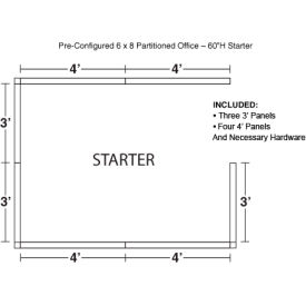 Interion® Pre-Configured Office Cubicle 6'W x 8'D x 60