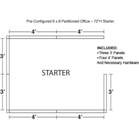 Interion® Pre-Configured Office Cubicle 6'W x 8'D x 72
