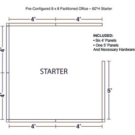 Interion® Pre-Configured Office Cubicle 8'W x 8'D x 60