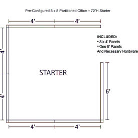 Interion® Pre-Configured Office Cubicle 8'W x 8'D x 72