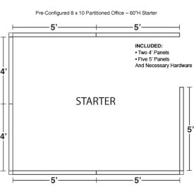 Interion® Pre-Configured Partitioned Office Cubicle 8'W x 10'D x 60