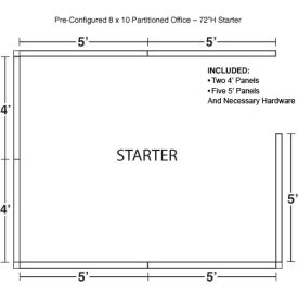 Interion® Pre-Configured Office Cubicle 8'W x 10'D x 72