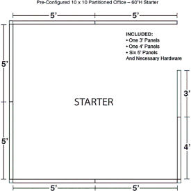 Interion® Pre-Configured Office Cubicle 10'W x 10'D x 60