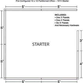 Interion® Pre-Configured Office Cubicle 10'W x 10'D x 72