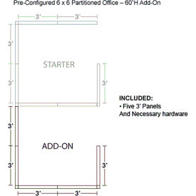 Interion® Pre-Configured Office Cubicle 6'W x 6'D x 60