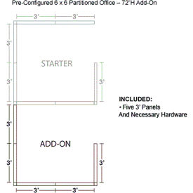 Interion® Pre-Configured Office Cubicle 6'W x 6'D x 72