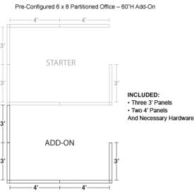 Interion® Pre-Configured Office Cubicle 6'W x 8'D x 60