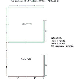 Interion® Pre-Configured Office Cubicle 8'W x 8'D x 72