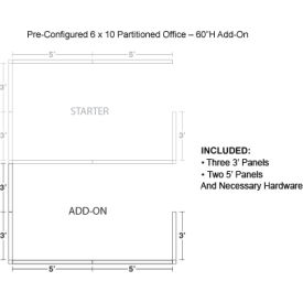 Interion® Pre-Configured Office Cubicle 6'W x 10'D x 60