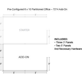 Interion® Pre-Configured Office Cubicle 6'W x 10'D x 72