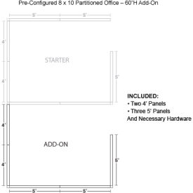 Interion® Pre-Configured Office Cubicle 8'W x 10'D x 60