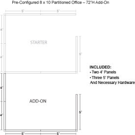 Interion® Pre-Configured Office Cubicle 8'W x 10'D x 72