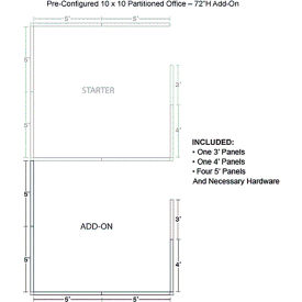 Interion® Pre-Configured Office Cubicle 10'W x 10'D x 72