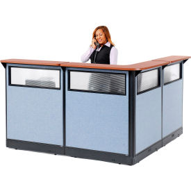 Interion® L-Shaped Reception Station w/Window & Raceway 80