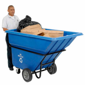 GoVets™ Heavy Duty Plastic Recycling Tilt Truck 1 Cu. Yd. Cap1250 Lbs. Cap Blue 089242
