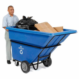 GoVets™ Extra HD Plastic Recycling Tilt Truck 1 Cu. Yd. Cap 2100 Lbs. Cap Blue 097242