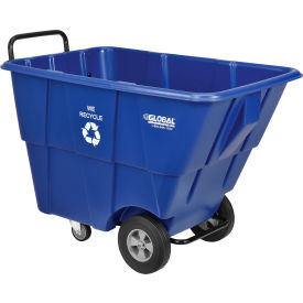 GoVets™ Recycling Tilt Truck With Steel Push Handle 850 Lb. Capacity Blue 924240