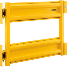 GoVets™ Self-Closing 2 Rib Guard Rail Safety Gate Safety Yellow Post Mount 372708