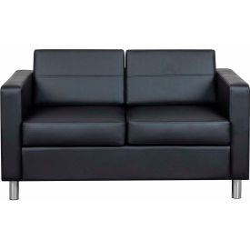 Interion® Antimicrobial Upholstered Leather Loveseat Black 736-AM695