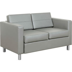 Interion® Antimicrobial Upholstered Leather Loveseat Gray 736GY-AM695