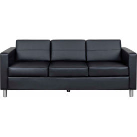 Interion® Antimicrobial Upholstered Leather Sofa Black 737-AM695