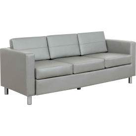 Interion® Antimicrobial Upholstered Leather Sofa Gray 737GY-AM695